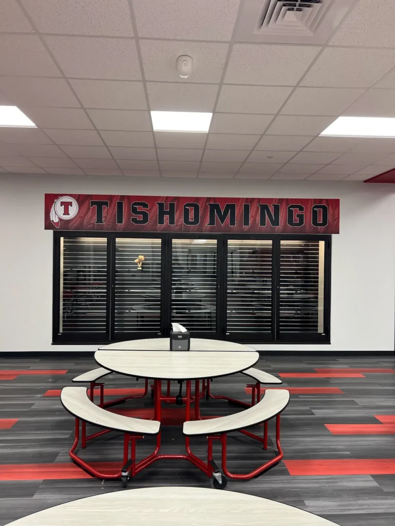 Interior School Branding: Trophy Case Wall Wrap at Tishomingo High School